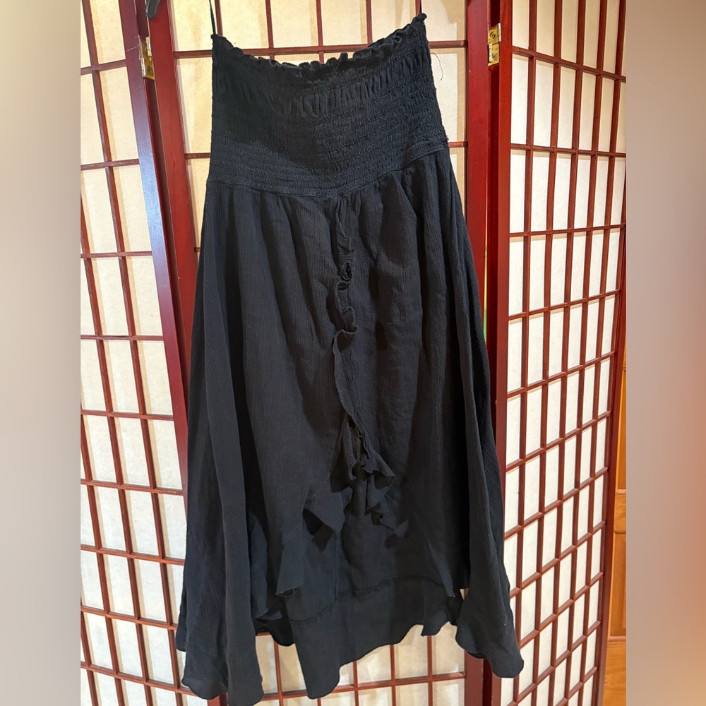 Raviya Black Maxi Skirt with Smocked Waist